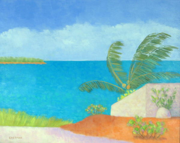 Bonaire, Palm Tree with Water View, 30x24.JPG
